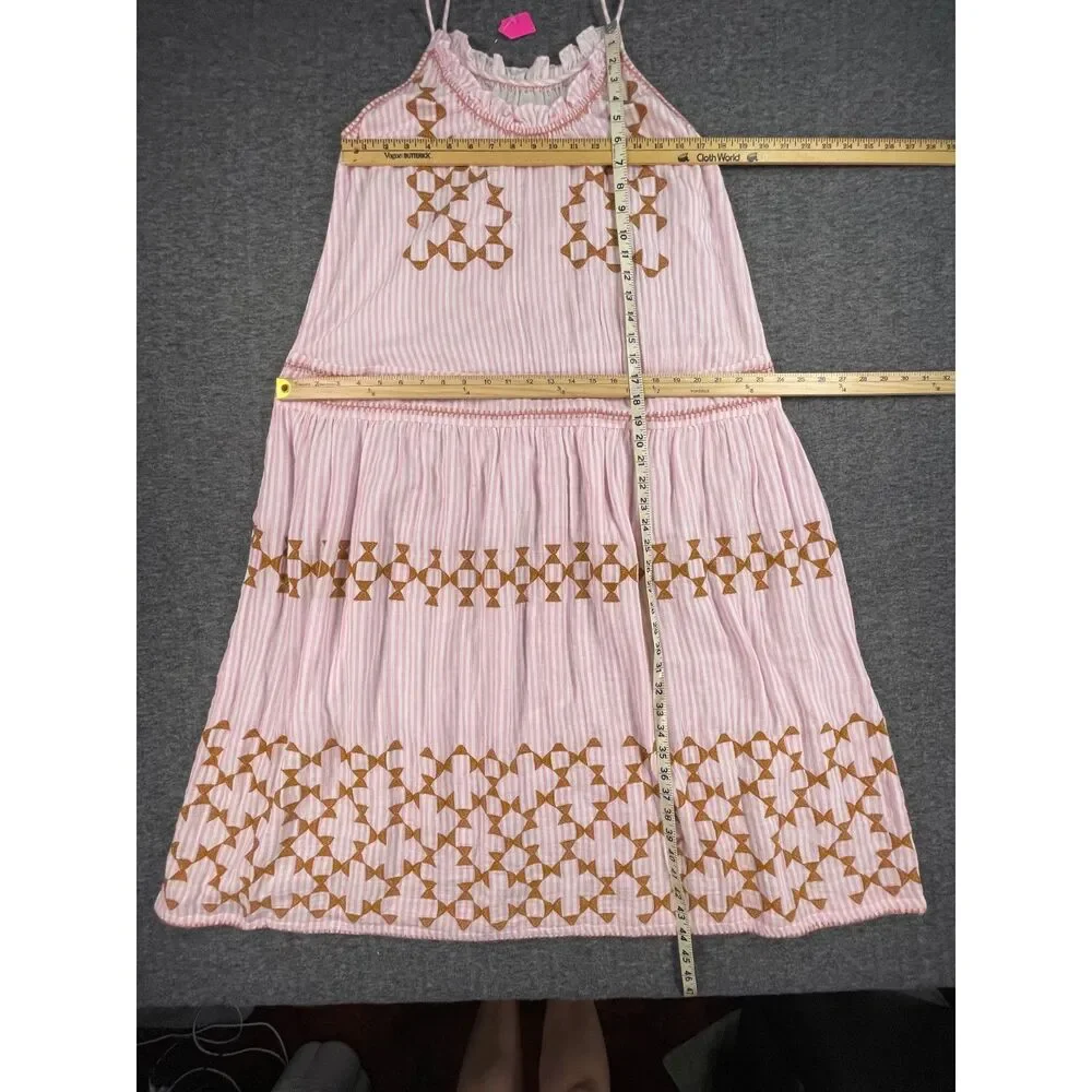 Uncle Frank Candy Stripe Dress Designer Archive Sample Pink Cotton Boho Midi - Picture 9 of 12